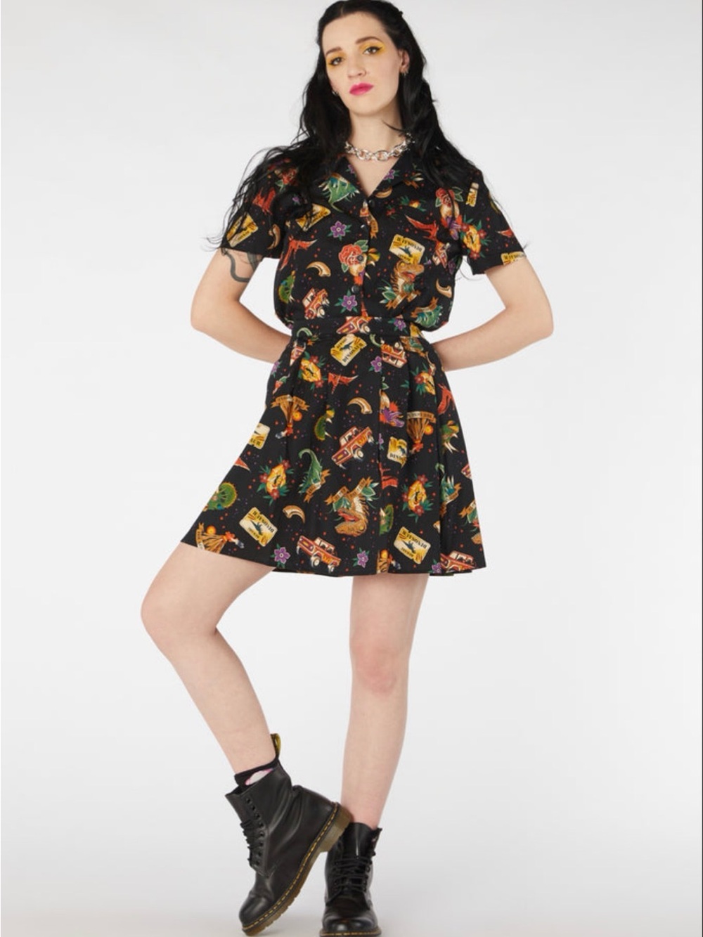 Dangerfield Prehistoric Tattoo Dinosaurs Jurassic Park Skater Skirt
